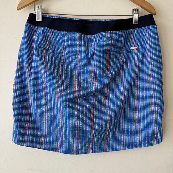 POLO GOLF Ralph Lauren Blue Crinkle-Texture Lined Skort Skirt w/ Pockets - Large - Picture 4 of 8